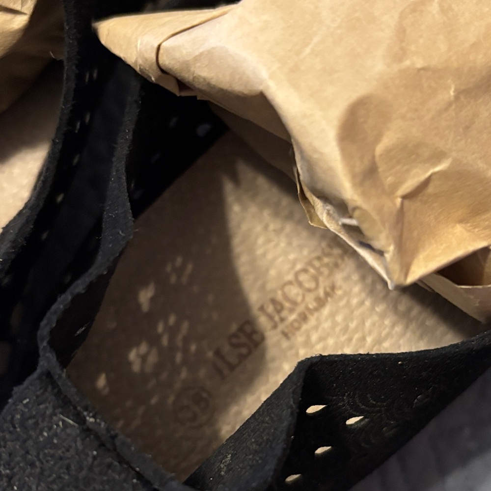 Ilse Jacobsen Black Perforated Suede Slip-On Slippers - Picture 6 of 6